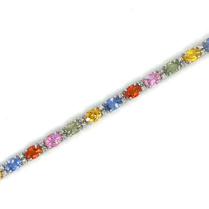 18k White Gold Multi Sapphire and Diamonds Bracelet