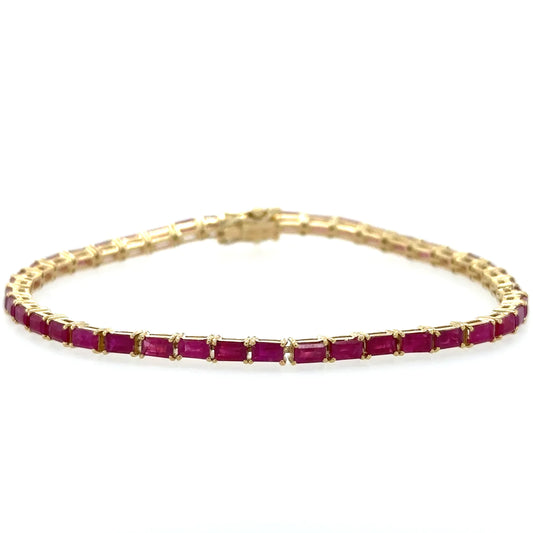 14kt Yellow Gold Baguette Ruby Bracelet