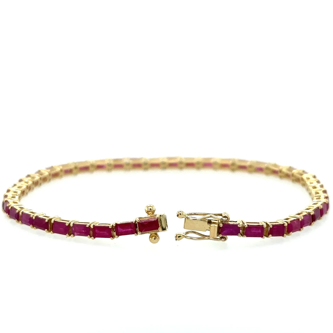 14kt Yellow Gold Baguette Ruby Bracelet