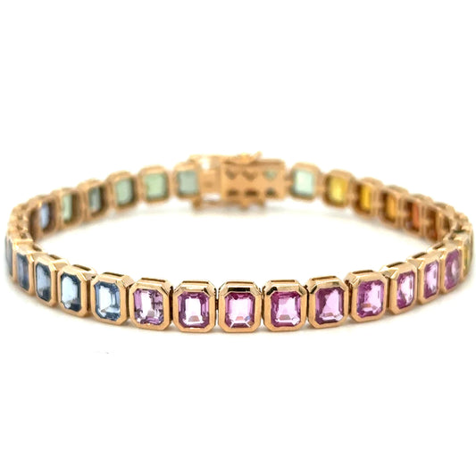 18kt Rose Gold Multi Sapphire Bracelet