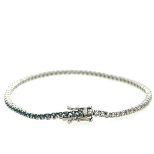 Diamonds / Blue Sapphire Tennis Bracelet