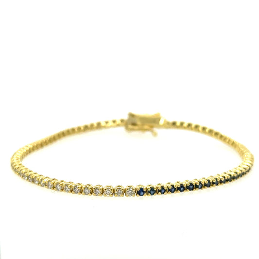 Diamonds / Blue Sapphire Tennis Bracelet