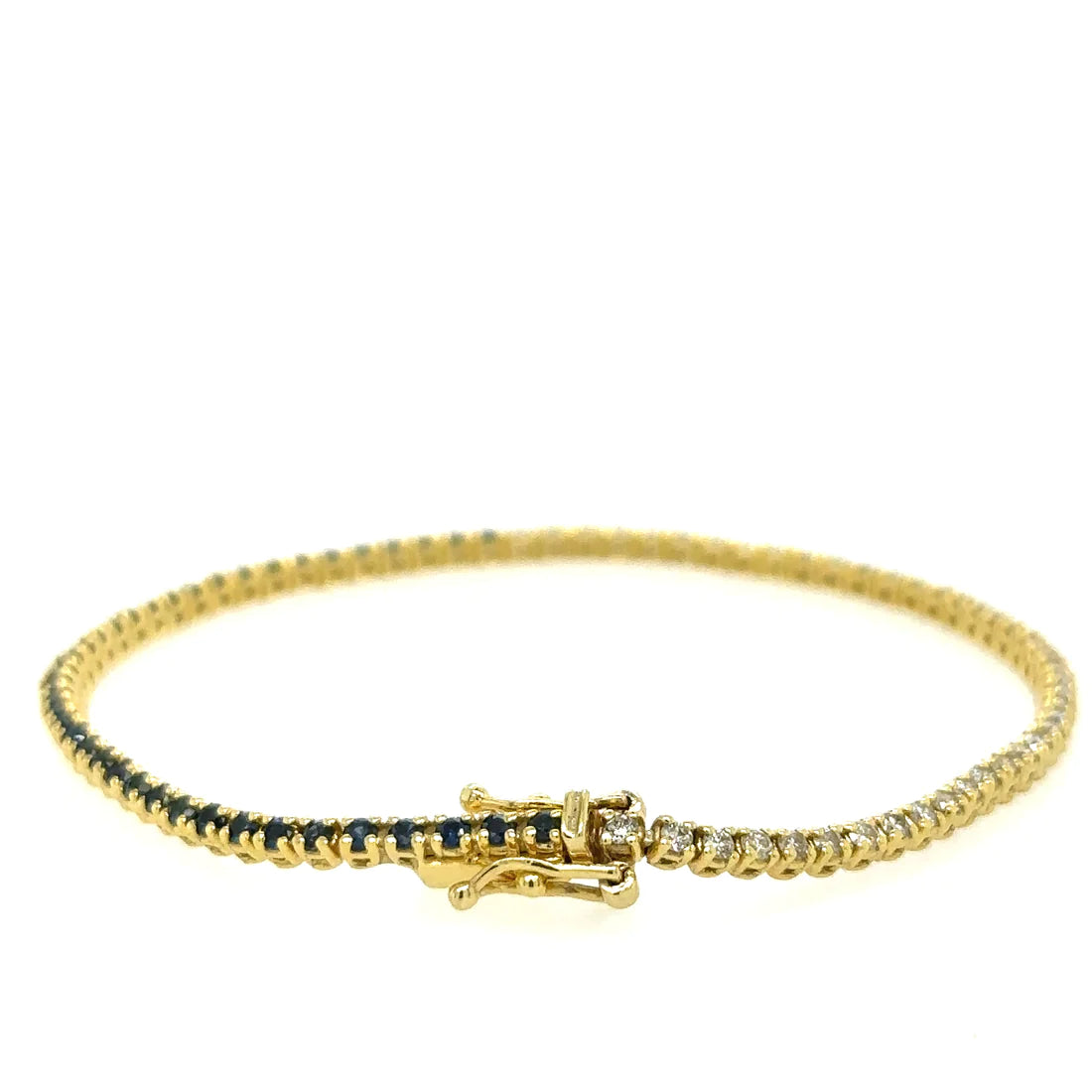 Diamonds / Blue Sapphire Tennis Bracelet