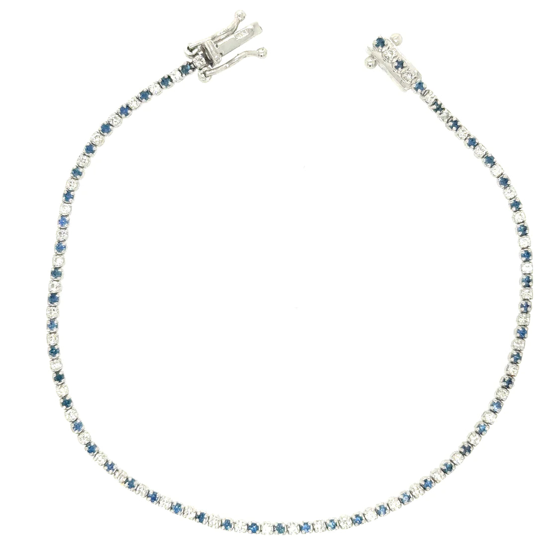 Diamonds / Blue Sapphire Tennis Bracelet