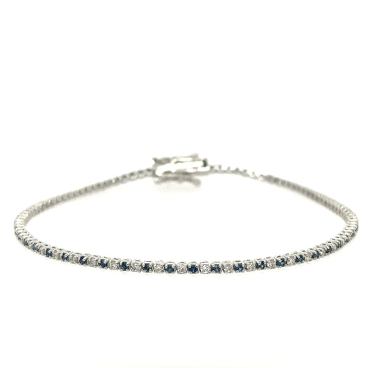Diamonds / Blue Sapphire Tennis Bracelet