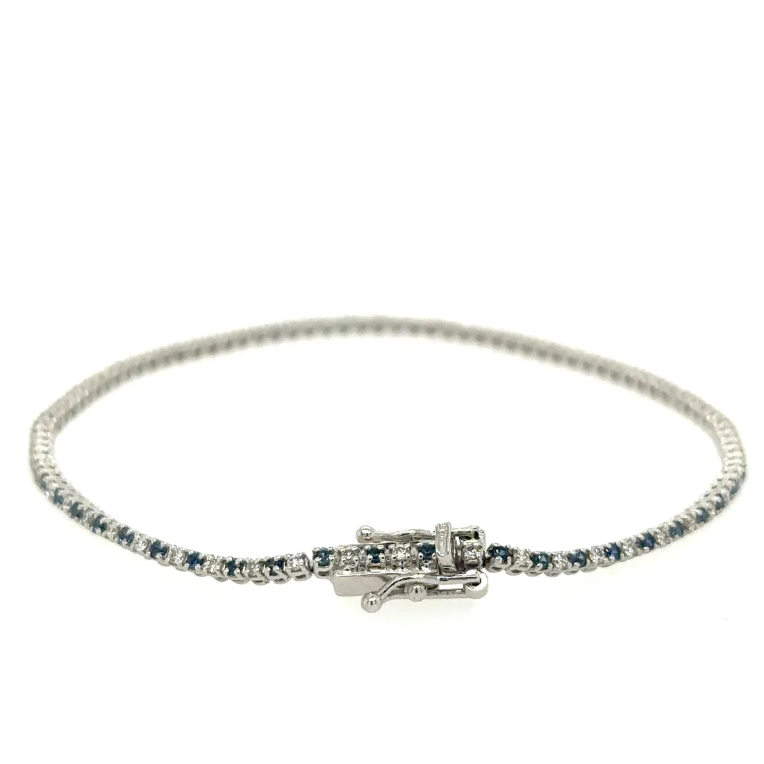 Diamonds / Blue Sapphire Tennis Bracelet