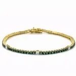 18k Yellow Gold Emerald and Diamond Tennis Bracelet