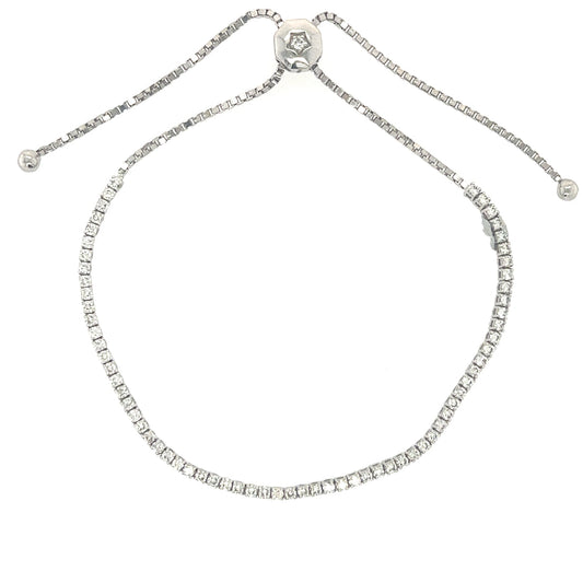 14kt White Gold Diamond Tennis Bolo Bracelet