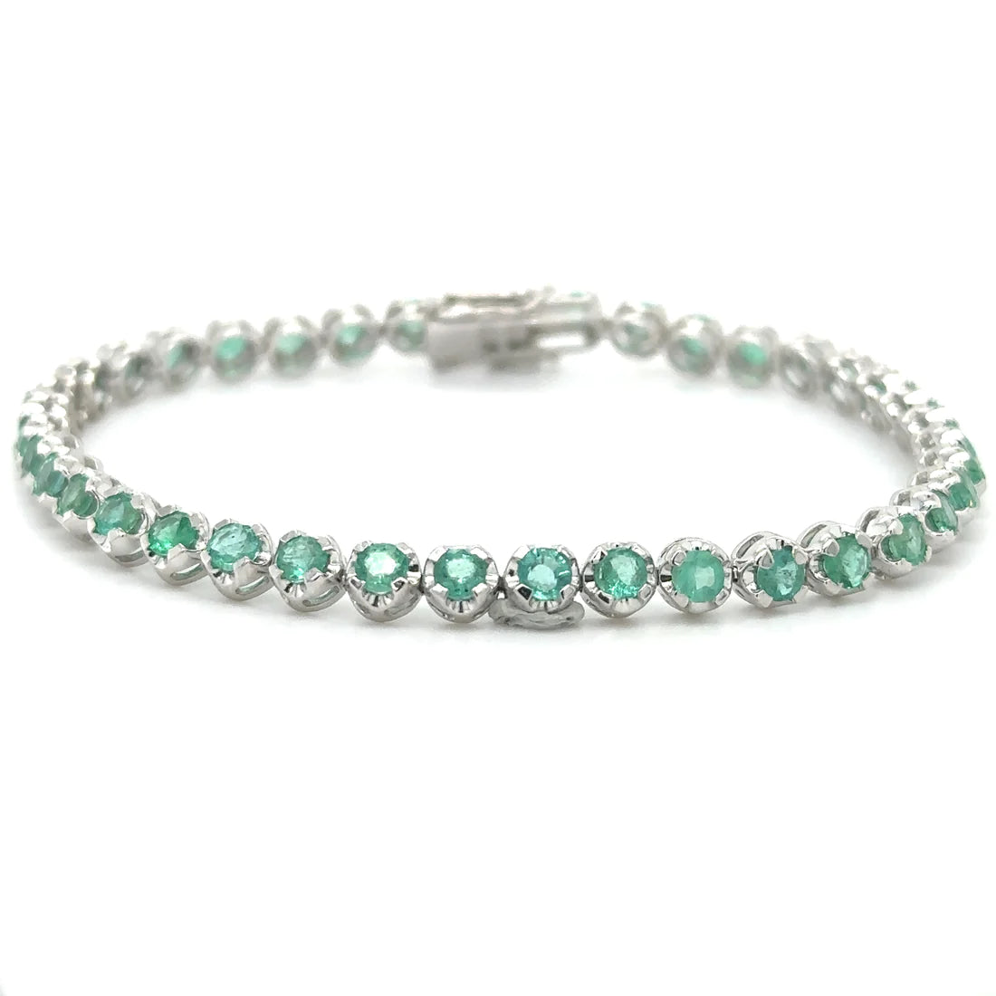 14kt White Gold Emerald Bracelet