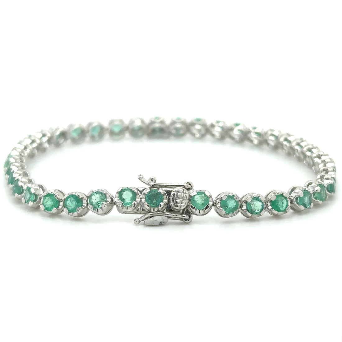 14kt White Gold Emerald Bracelet