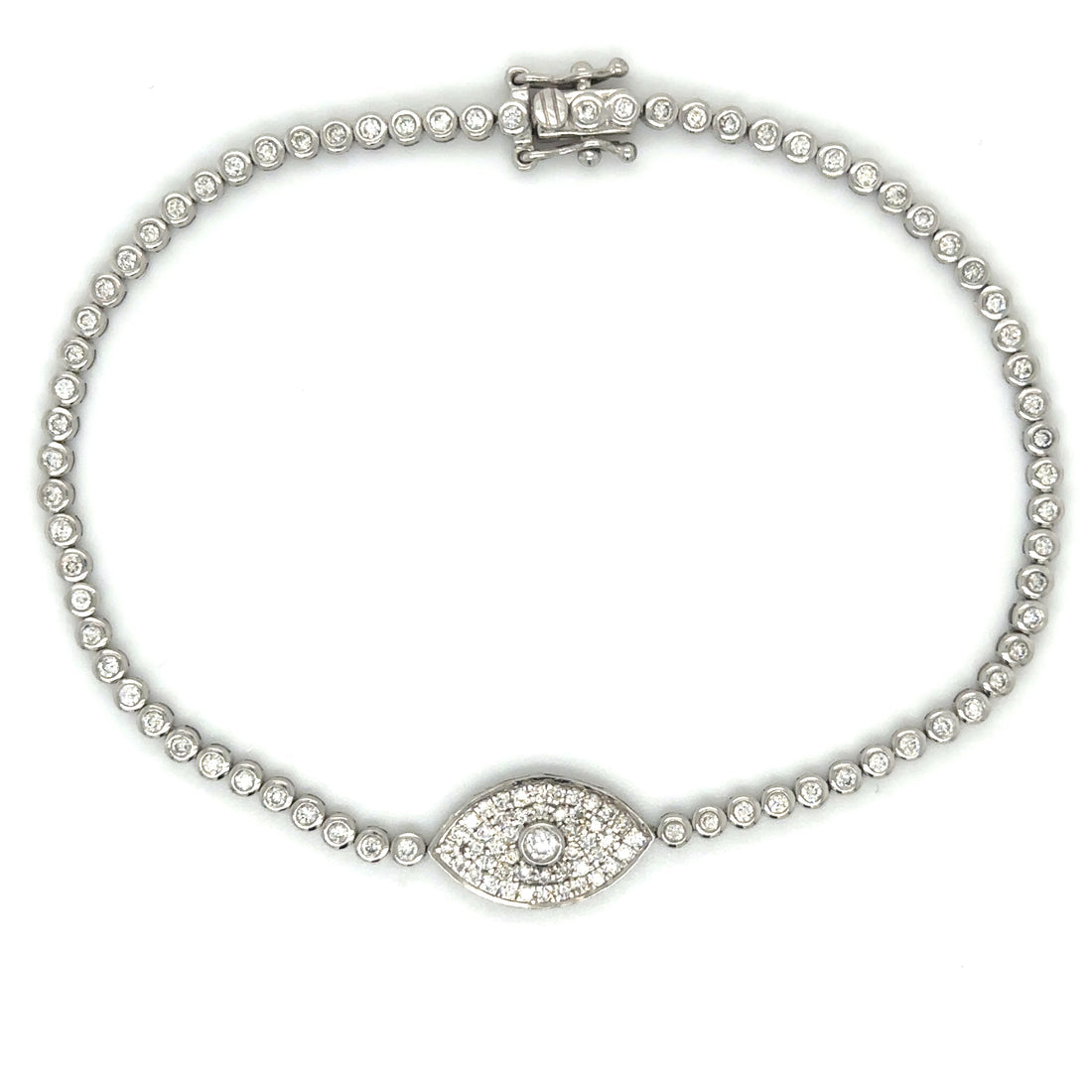 Bezel Set Evil Eye Tennis Bracelet