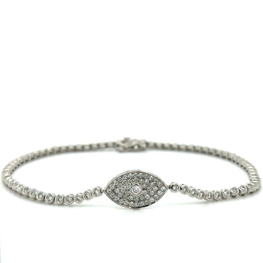 Bezel Set Evil Eye Tennis Bracelet