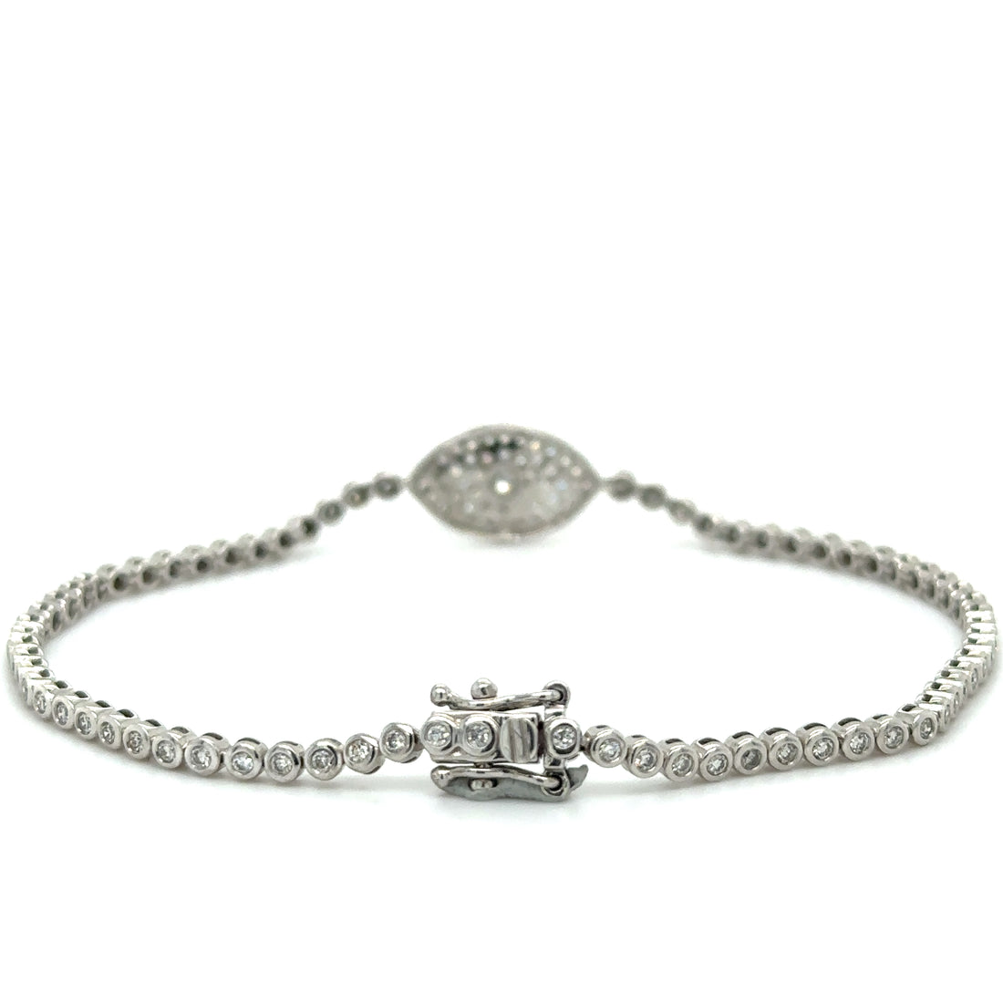 Bezel Set Evil Eye Tennis Bracelet