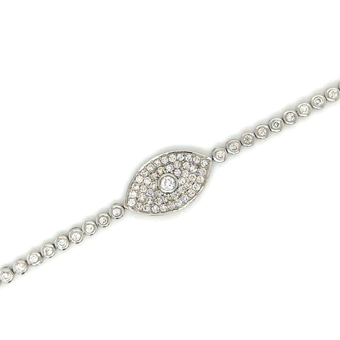 Bezel Set Evil Eye Tennis Bracelet
