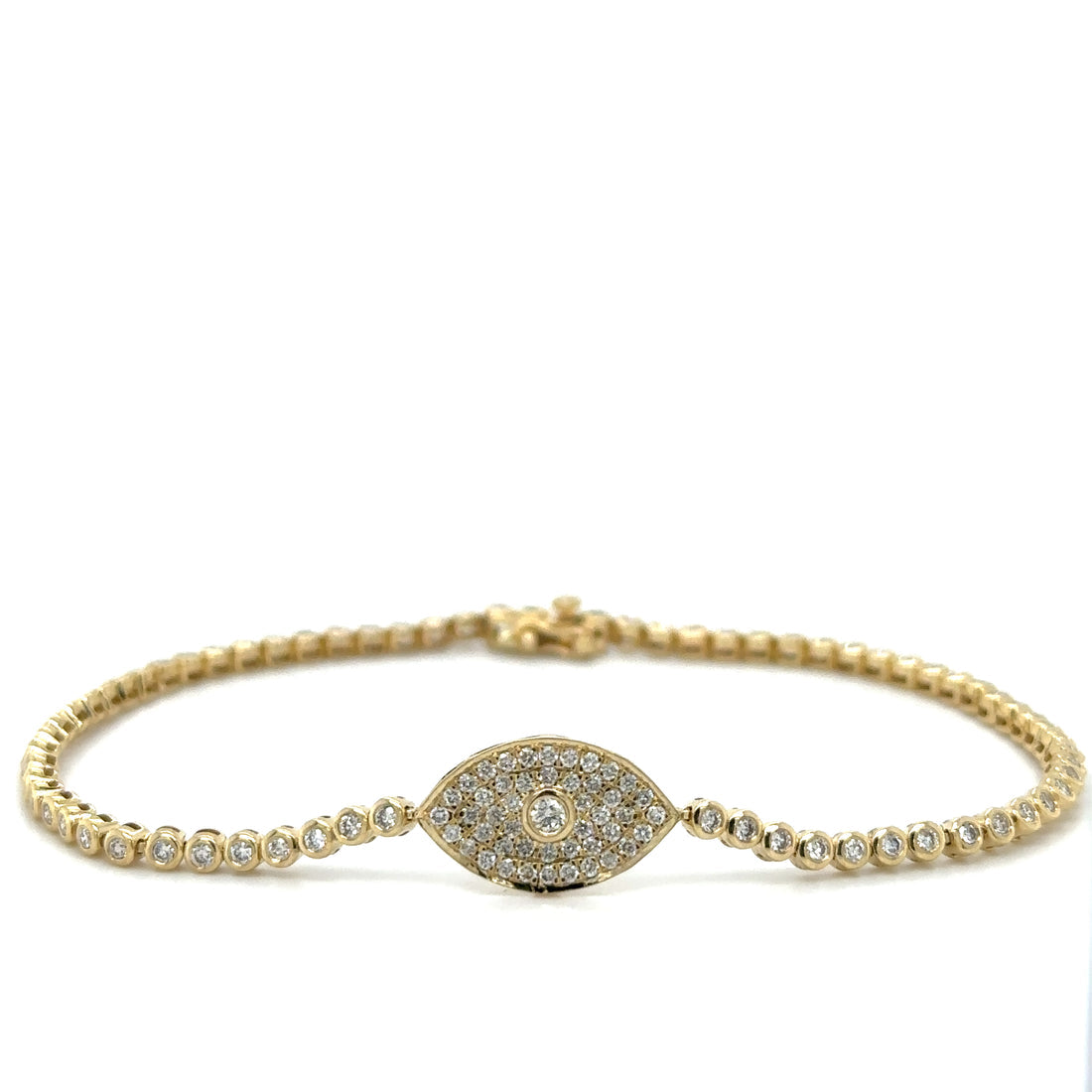 Bezel Set Evil Eye Tennis Bracelet
