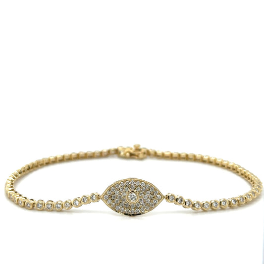 Bezel Set Evil Eye Tennis Bracelet