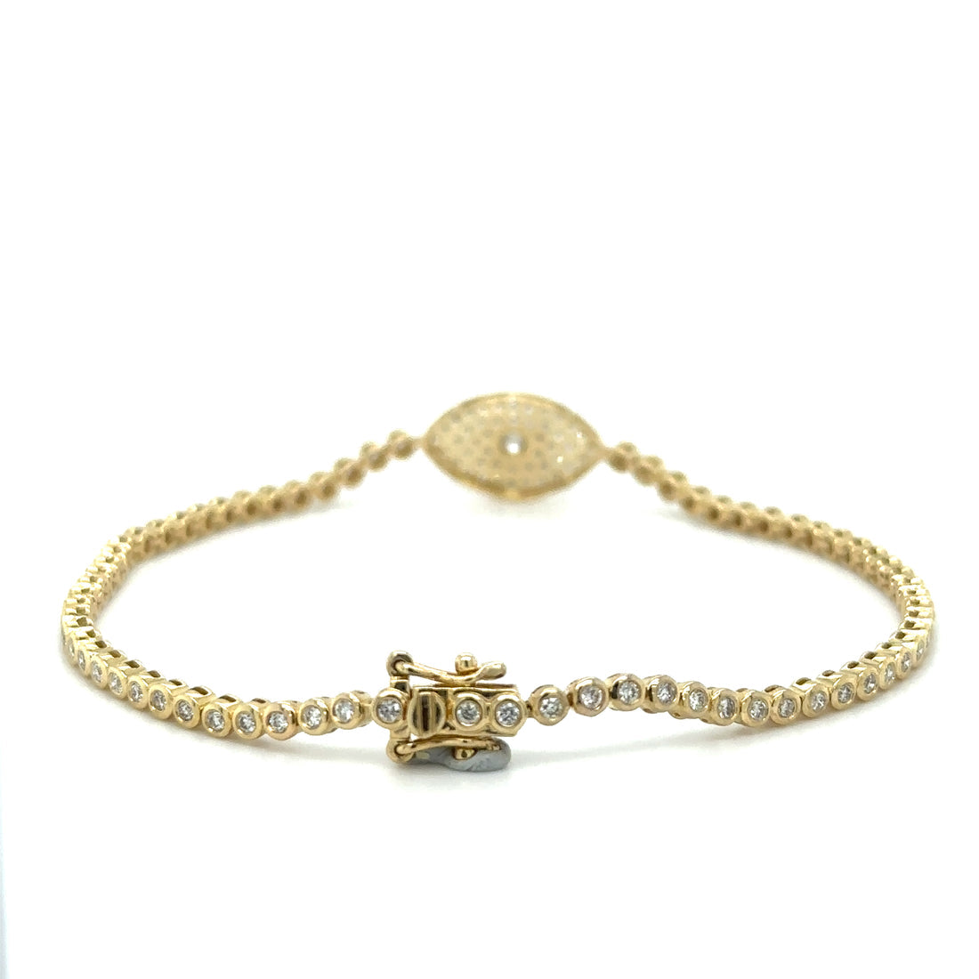 Bezel Set Evil Eye Tennis Bracelet