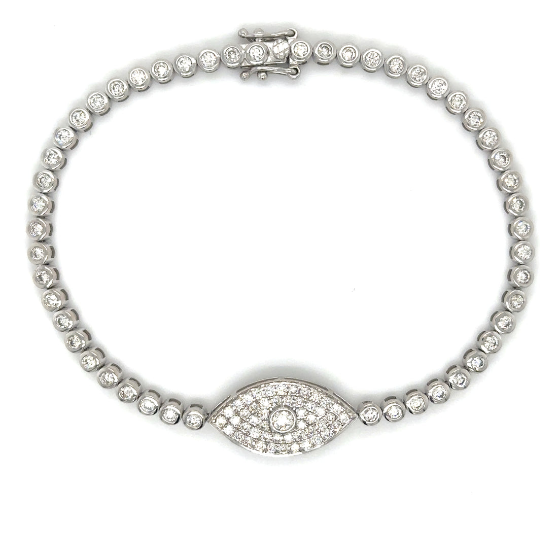 Bezel Set Evil Eye Tennis Bracelet