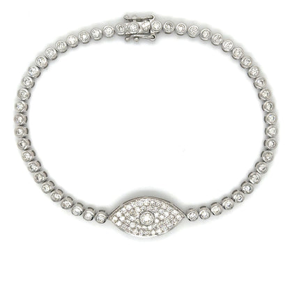 Bezel Set Evil Eye Tennis Bracelet