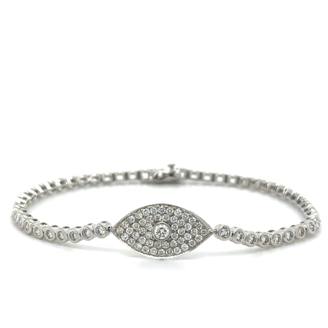 Bezel Set Evil Eye Tennis Bracelet