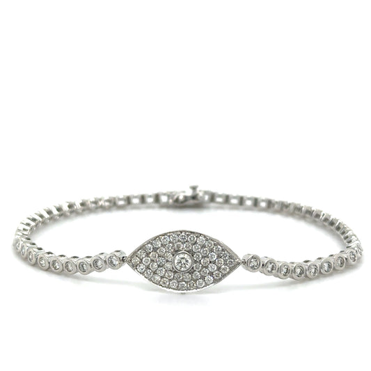 Bezel Set Evil Eye Tennis Bracelet