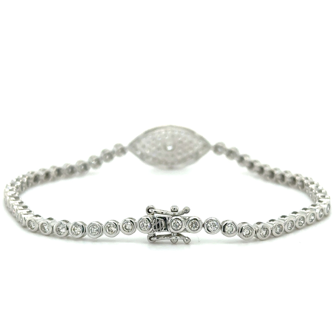 Bezel Set Evil Eye Tennis Bracelet