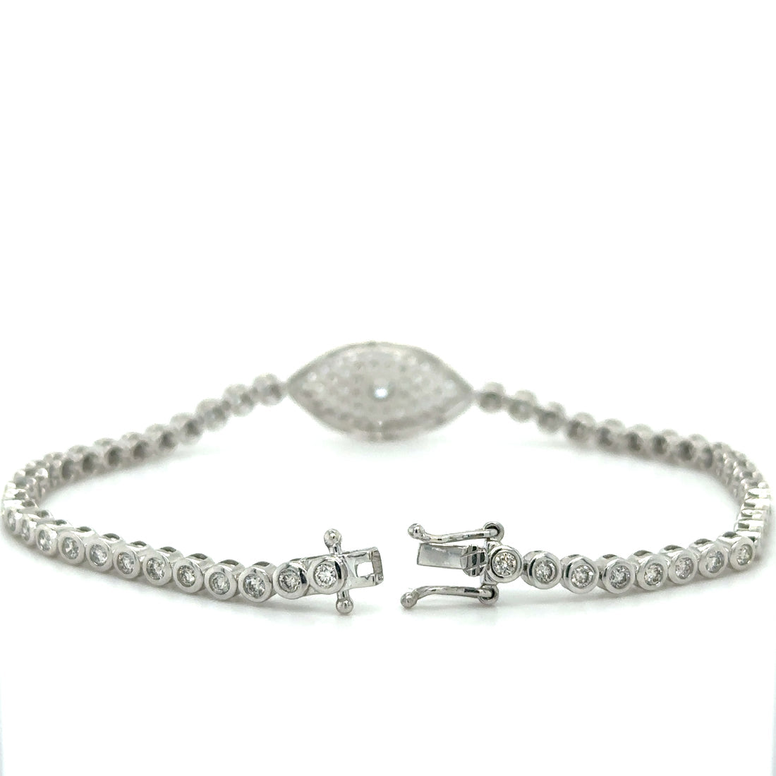 Bezel Set Evil Eye Tennis Bracelet