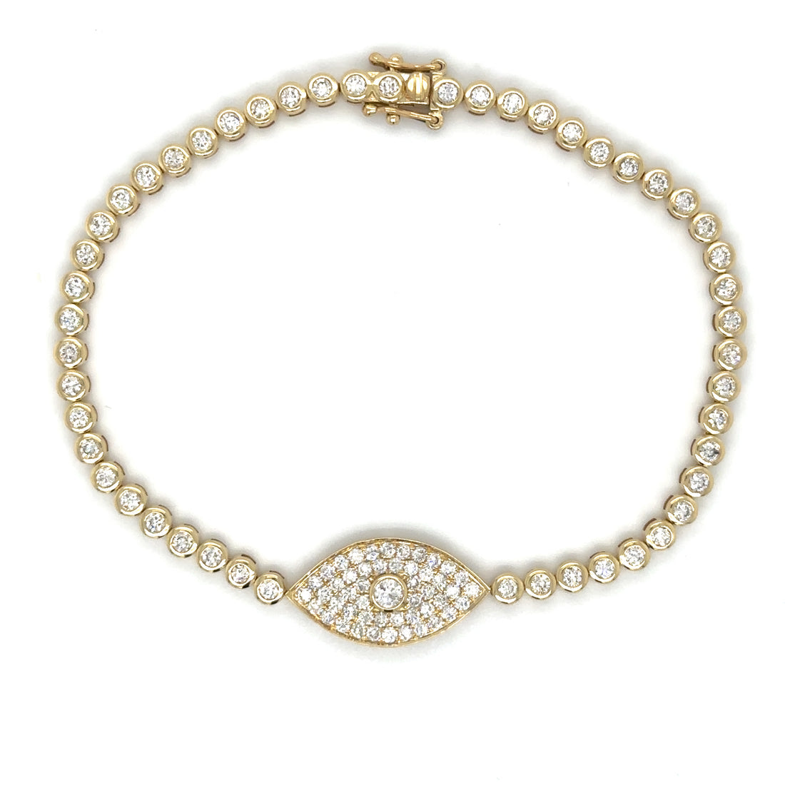 Bezel Set Evil Eye Tennis Bracelet