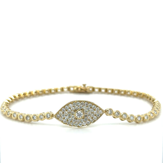 Bezel Set Evil Eye Tennis Bracelet