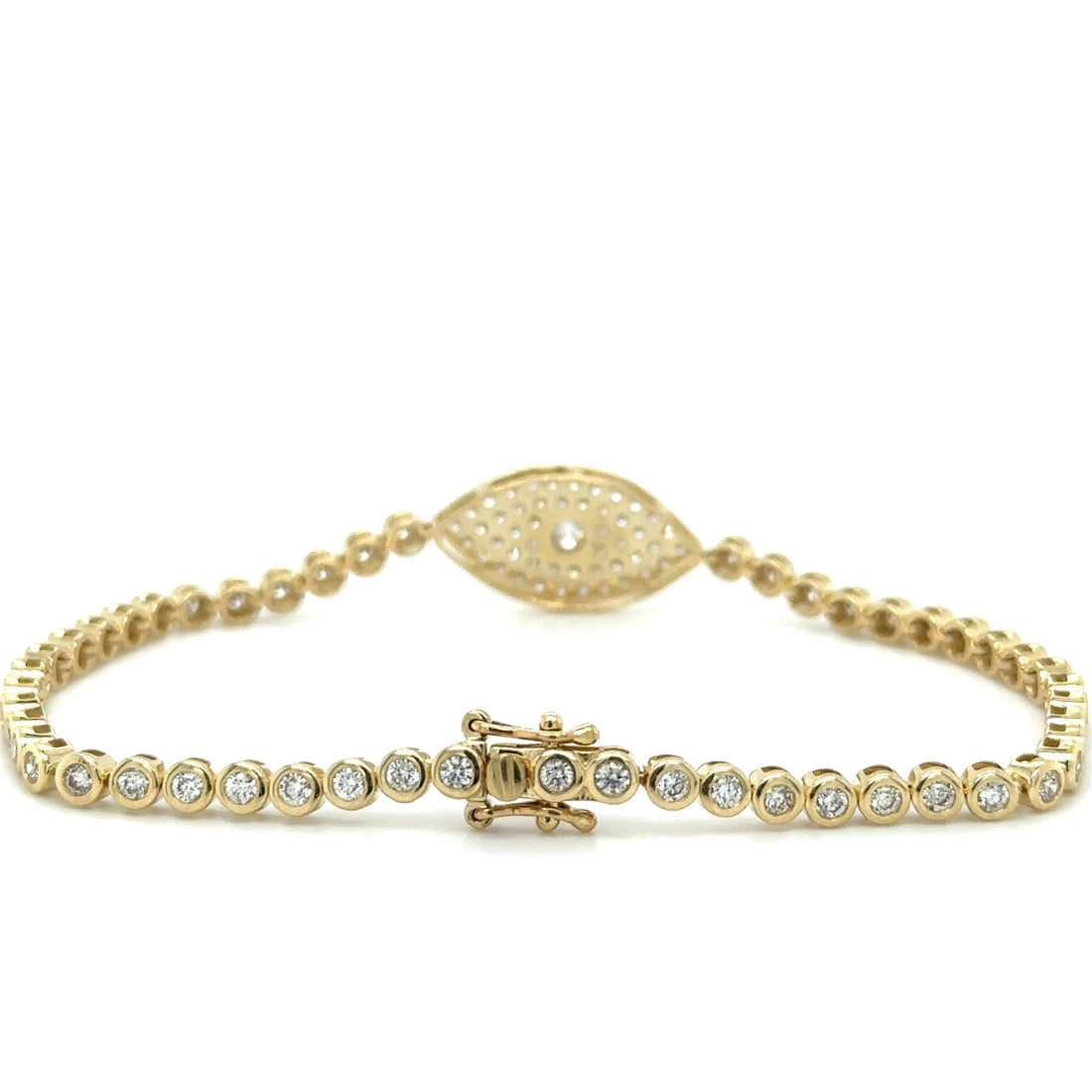 Bezel Set Evil Eye Tennis Bracelet