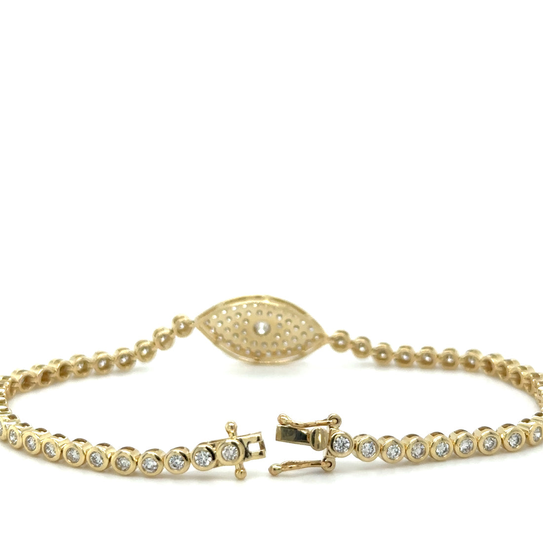 Bezel Set Evil Eye Tennis Bracelet