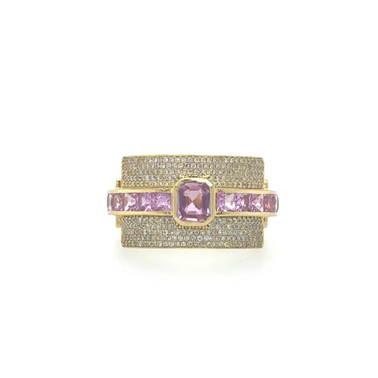 14kt Yellow Gold Pink Sapphire Ring With Diamonds
