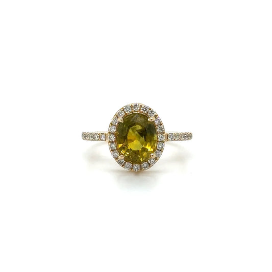 Yellow Gold Tilt Sapphire Ring With Diamonds