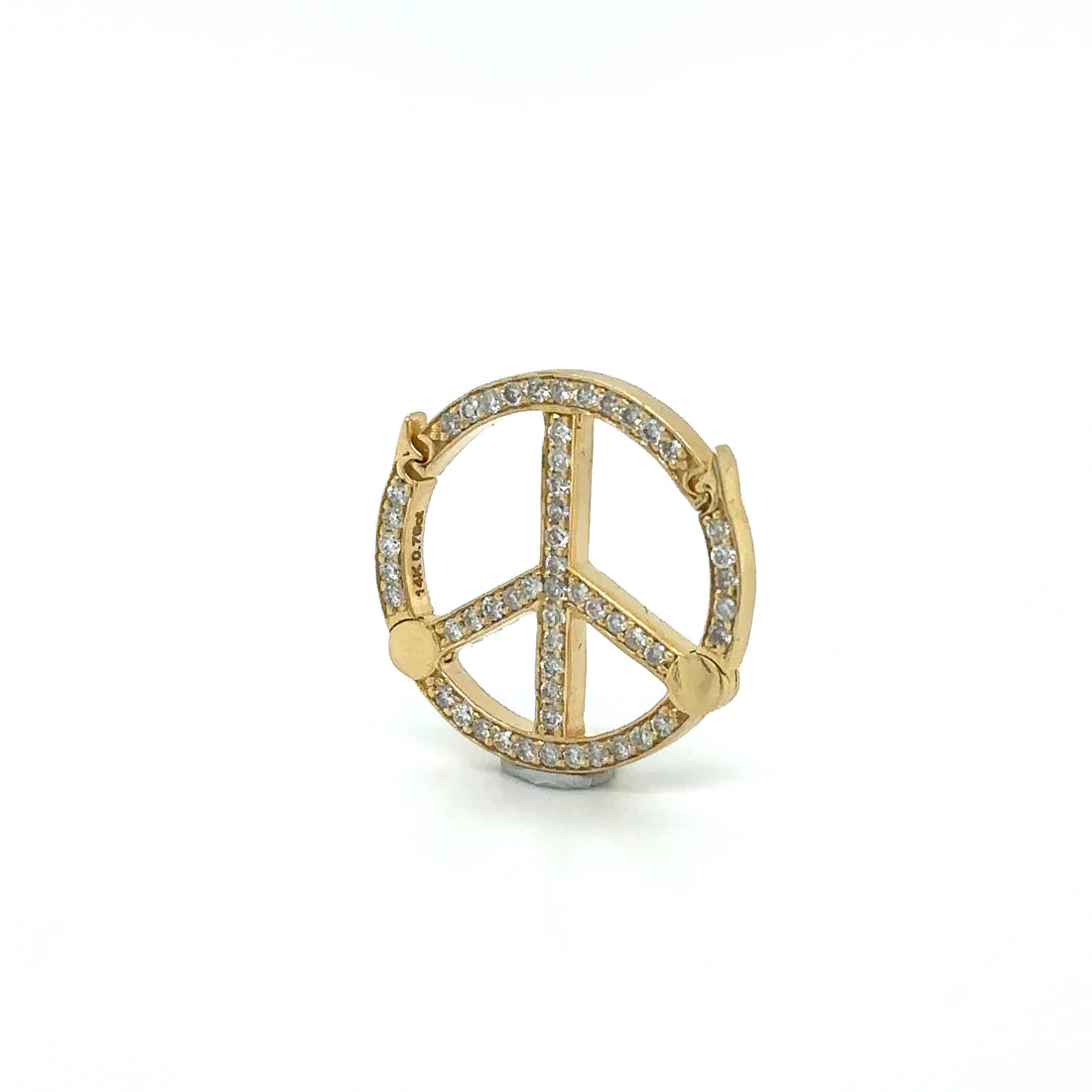 14k Yellow Gold Peace Sign Diamond Lock