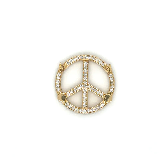 14k Yellow Gold Peace Sign Diamond Lock