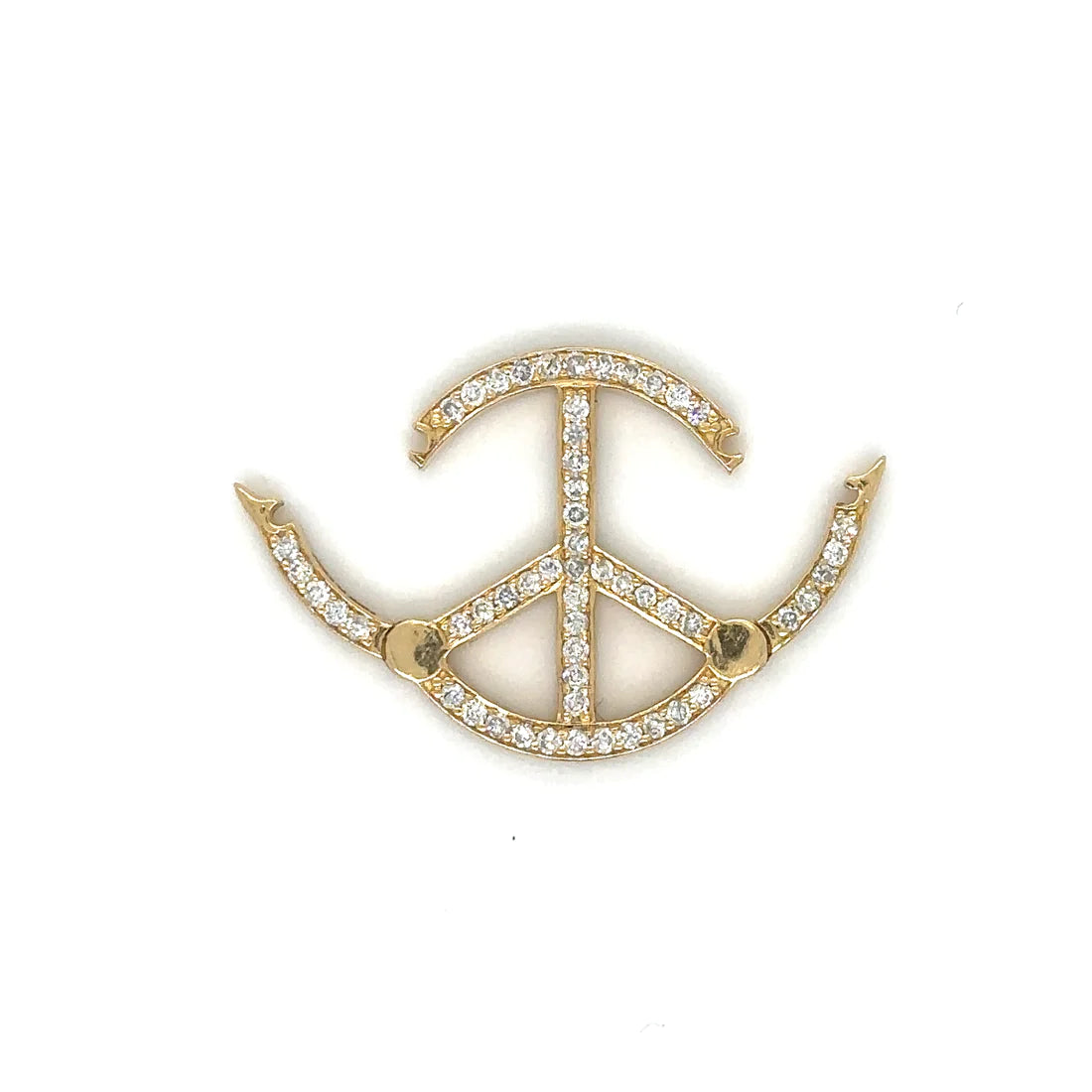 14k Yellow Gold Peace Sign Diamond Lock