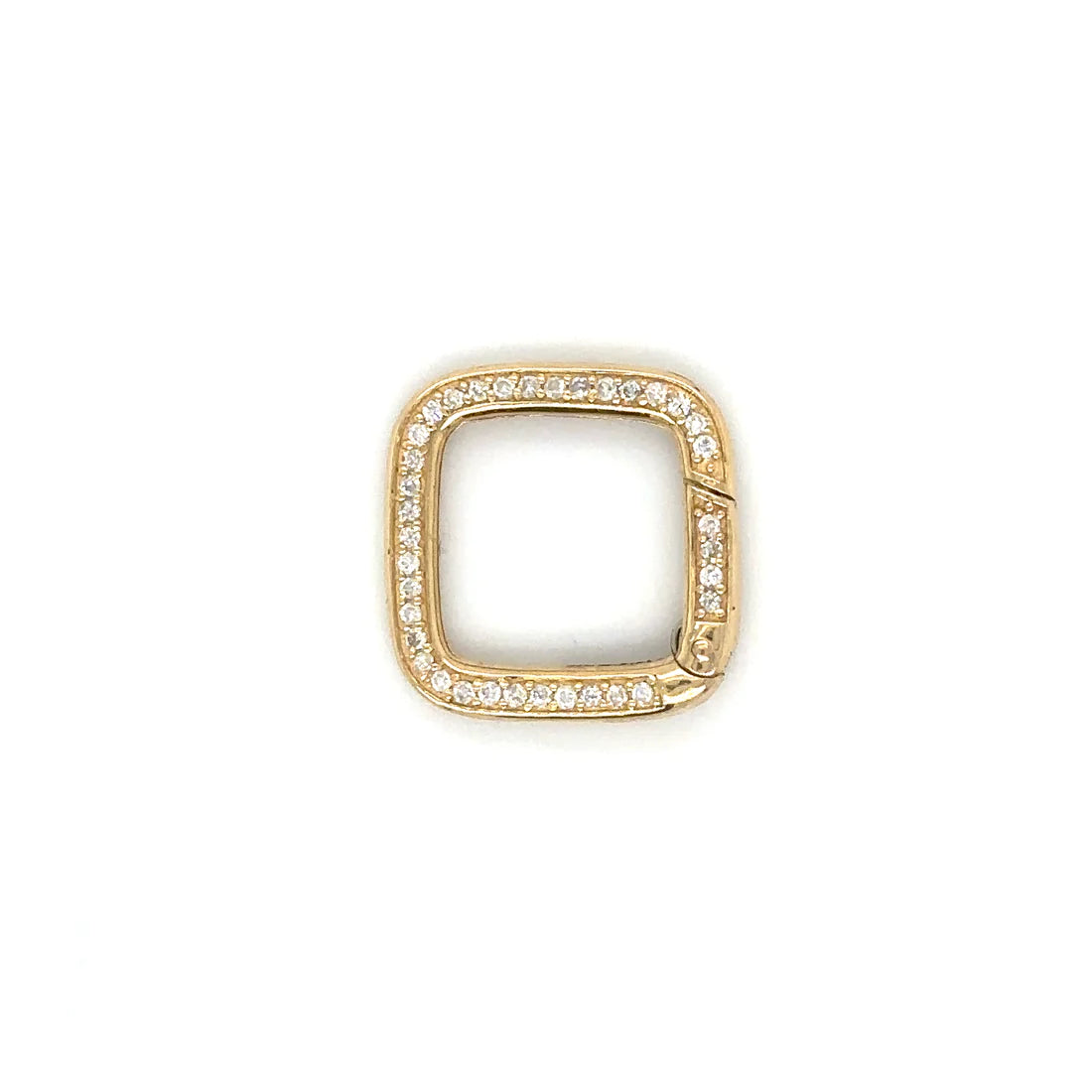 14k Yellow Gold Diamond Square Push Lock