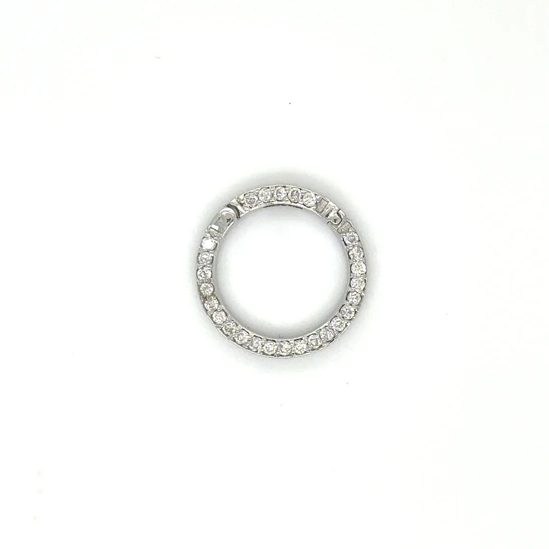 14k White Gold Diamond Round Lock