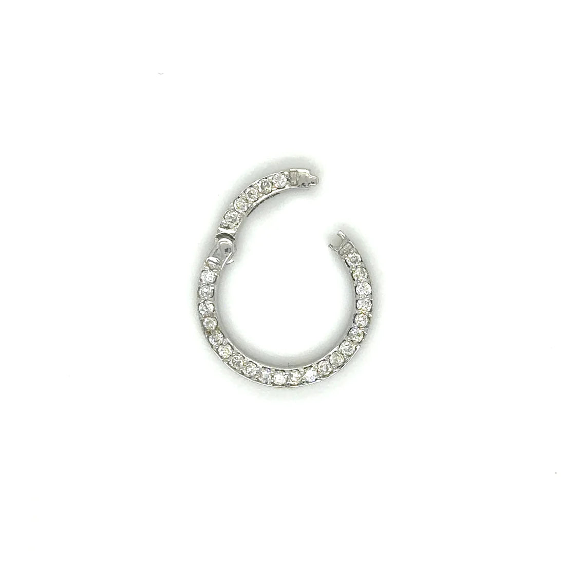 14k White Gold Diamond Round Lock