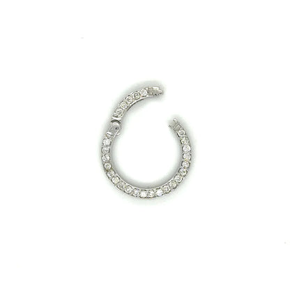 14k White Gold Diamond Round Lock