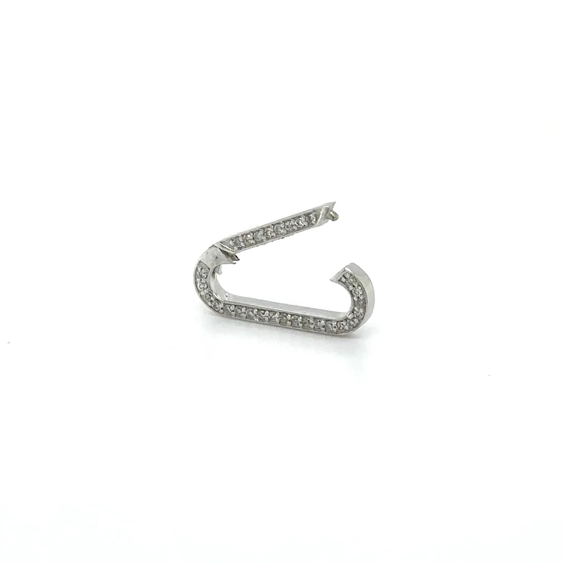 14k White Gold Diamond Paperclip Lock