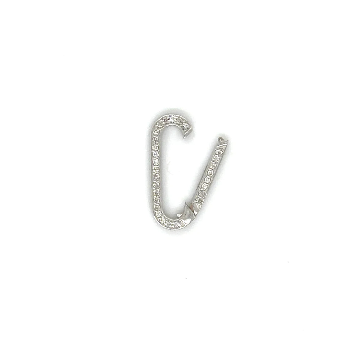 14k White Gold Diamond Paperclip Lock