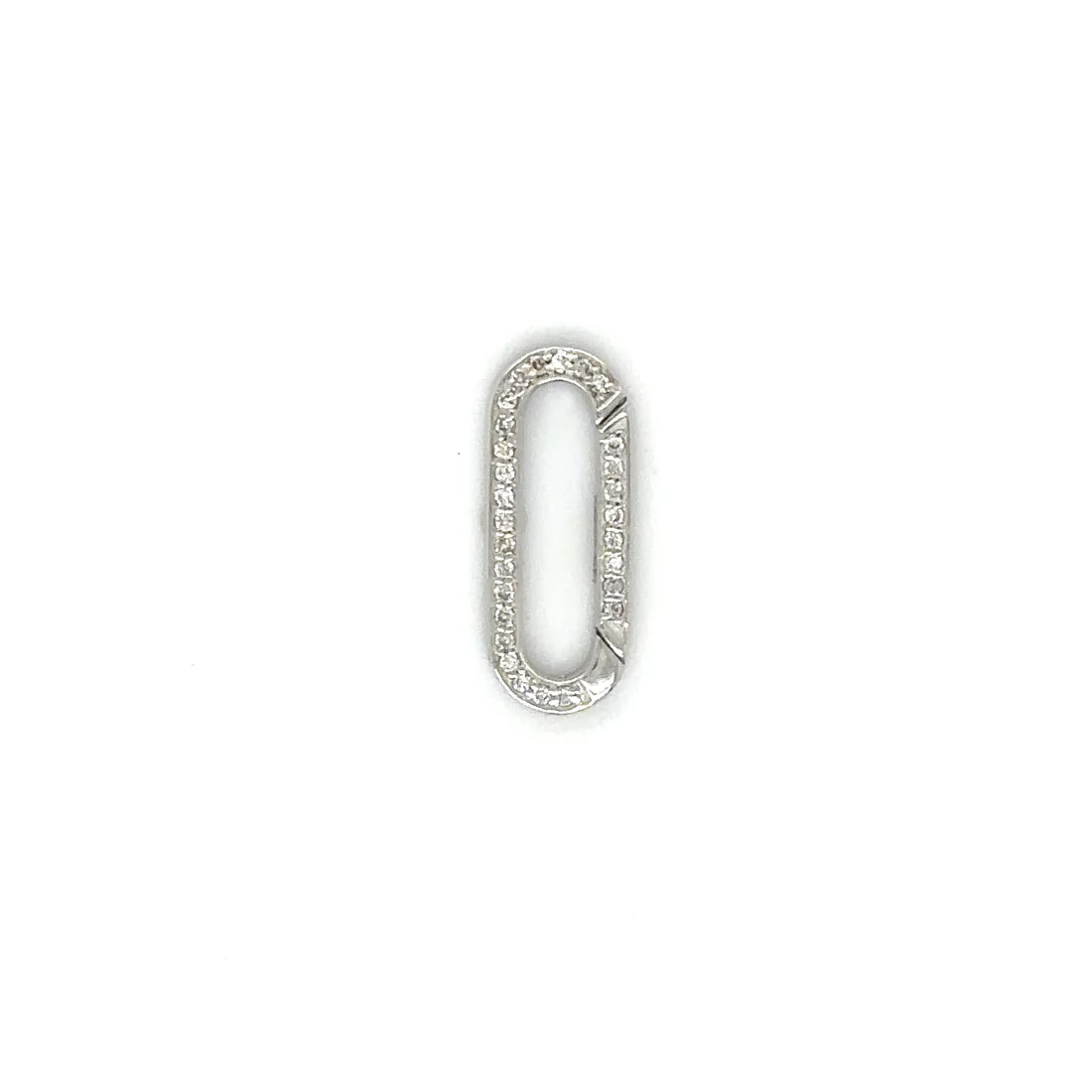 14k White Gold Diamond Paperclip Lock