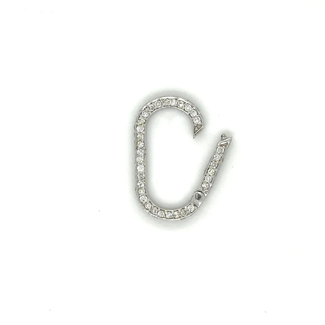 14k White Gold Diamond Paperclip Lock