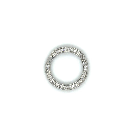 14k White Gold Diamond Round Lock