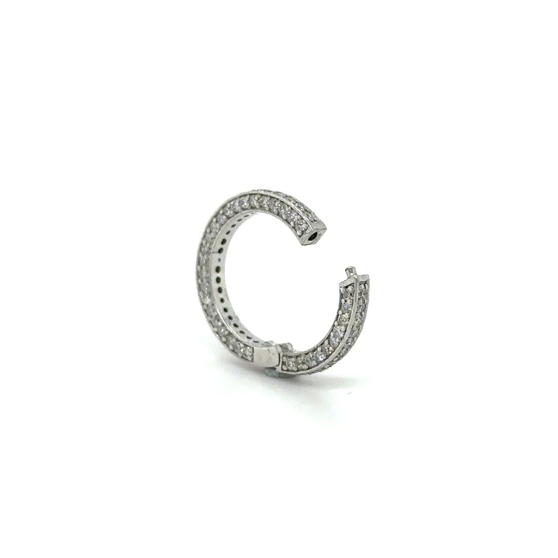 14k White Gold Diamond Round Lock