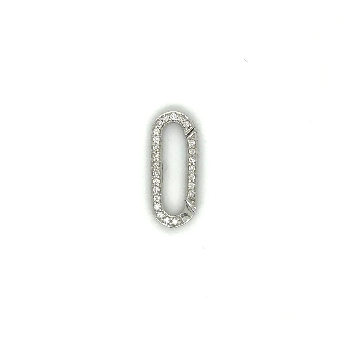 14k White Gold Diamond Paperclip Lock