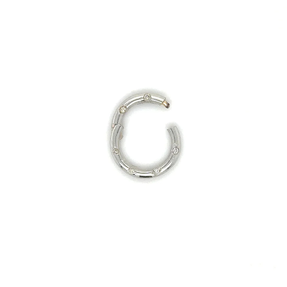 14k White Gold Diamond Round Lock