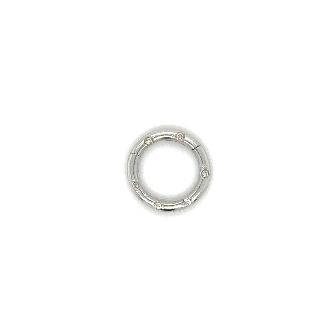 14k White Gold Diamond Round Lock