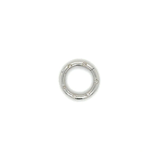 14k White Gold Diamond Round Lock